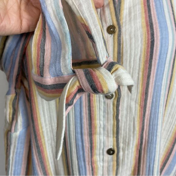 Soft Surroundings Multi Color Stripe Gauzy Button Down NWOT Top XL - Picture 5 of 10